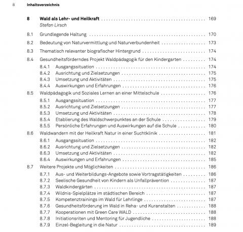 Inhaltsverzeichnis Kapitel 8: 'Wald als Lehr- und Heilkraft'