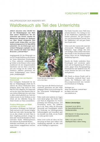 Artikel 'Waldbesuch als fixer Teil des Unterrichts'